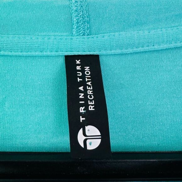 Trina Turk Recreation Teal Hooded Tunic Top Size Large - Picture 3 of 5